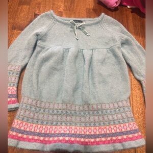 Mini Boden sweater dress lambswool cotton cozy bow 2t-3t